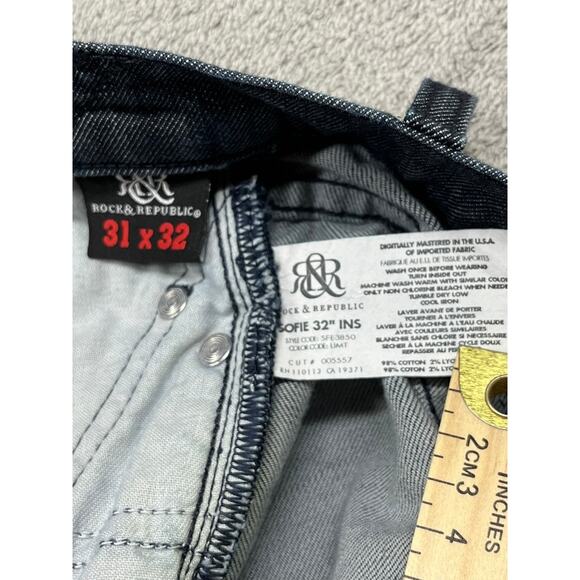 Y2K Rock & Republic Sofie Blue Bootcut Embroidered Measured 34x30 - Picture 4 of 7